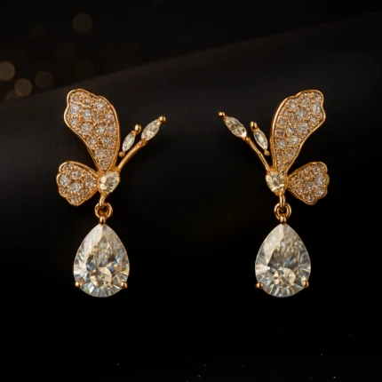floral crystal drop earrings.